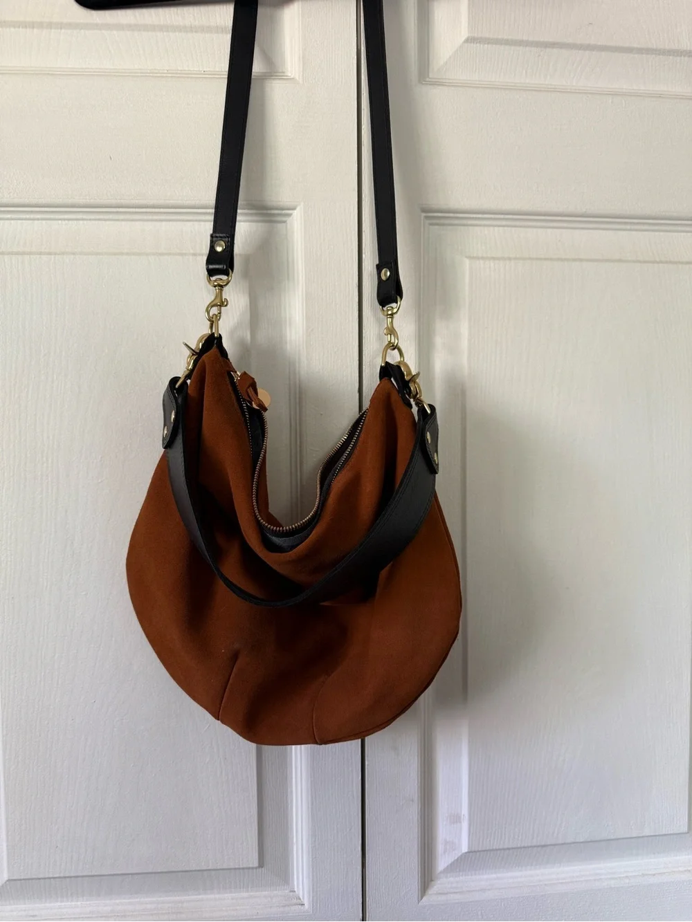 Clare V brown suede moyan messenger